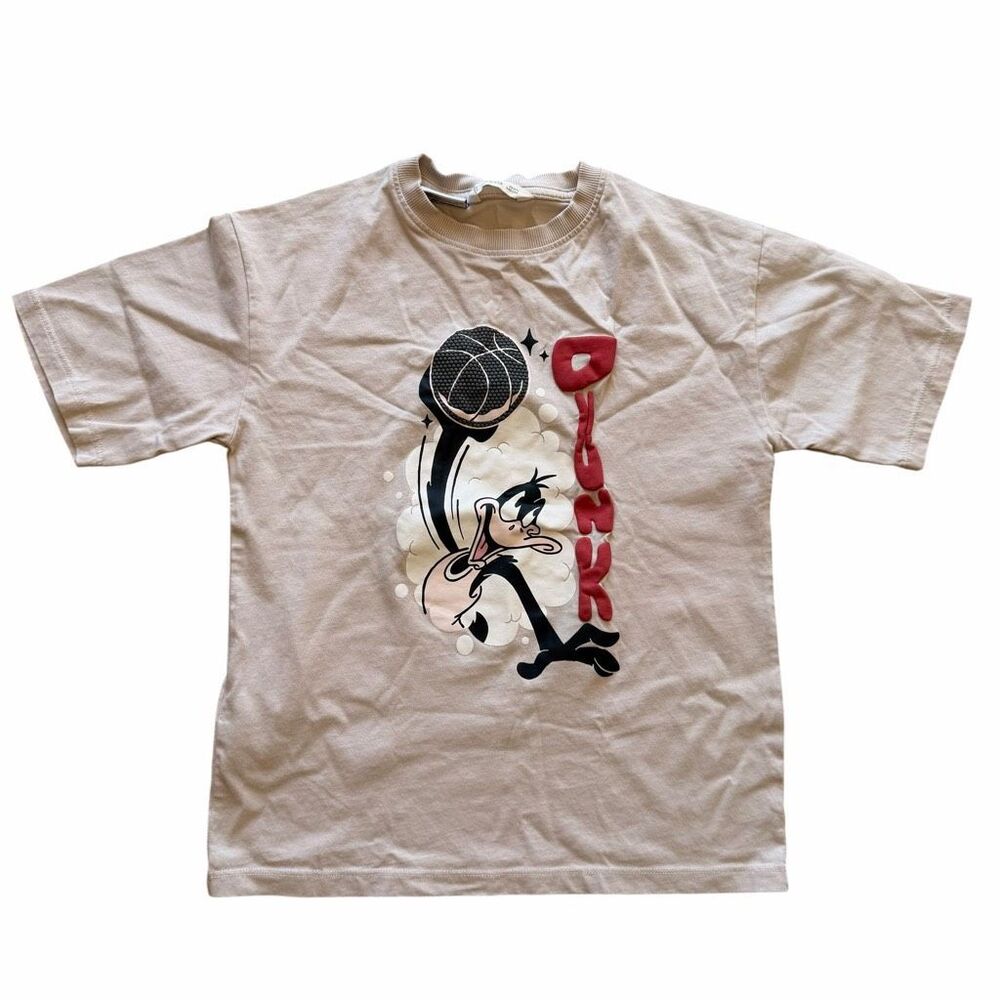 MANGO Kids Looney Tunes Daffy Duck Basketball T-Shirt beige graphic print of Daf